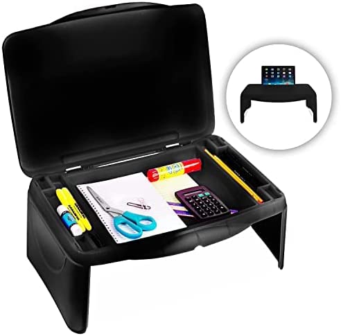 Folding Lap Desk, Laptop Desk, Breakfast Table, Bed Table, Serving Tray - The lapdesk Contains Extra Storage Space and dividers & Folds Very Easy, Great for Kids, Adults, Boys, Girls, (New Black)