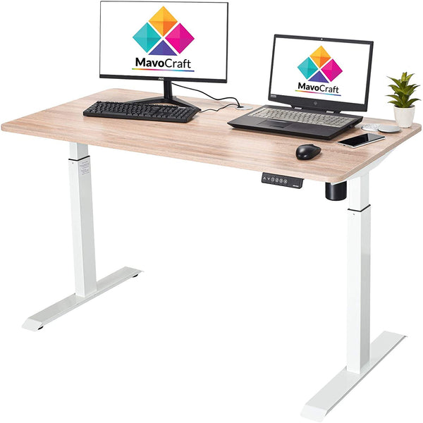 MavoCraft 55-Inch Electric Height Adjustable Sit and Stand Desk - Adjustable Desks for Home Office and Study Area - Standing Office Desk with Height Adjustment Controller and Grommets for Cable Management